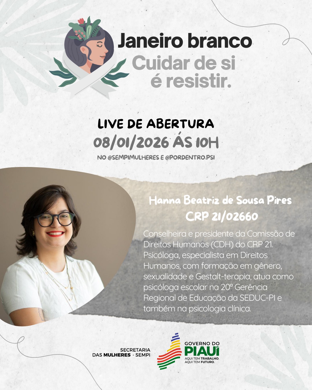 SEMPI promove live do Janeiro Branco: “Cuidar de Si é Resistir” – SEMPI